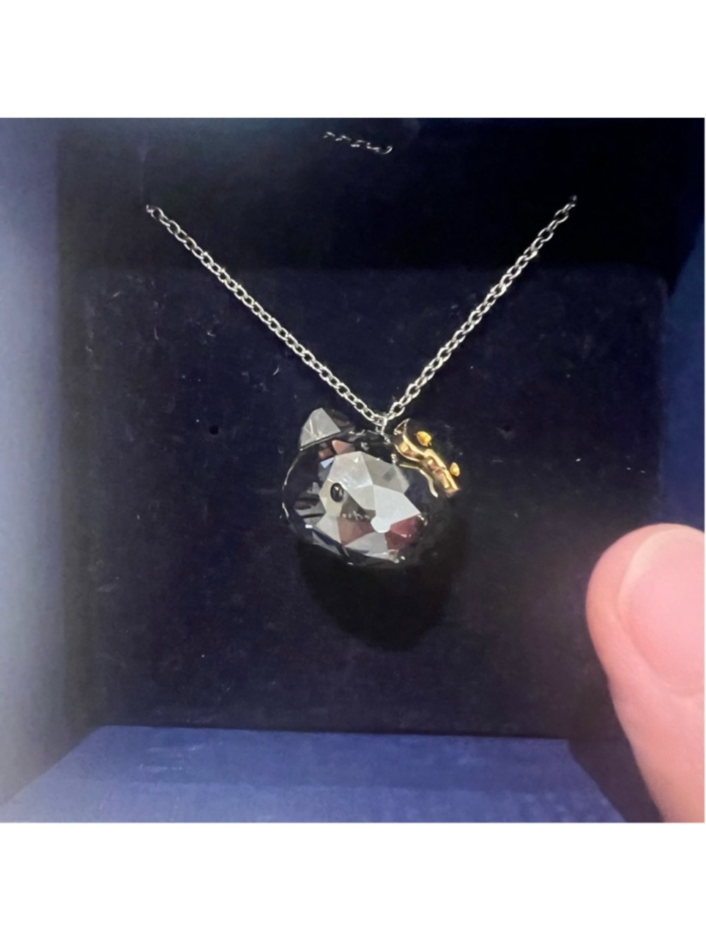 Swarovski Hello Kitty Smoky Crystal Pendant Necklace w Box Warranty Card Sanrio